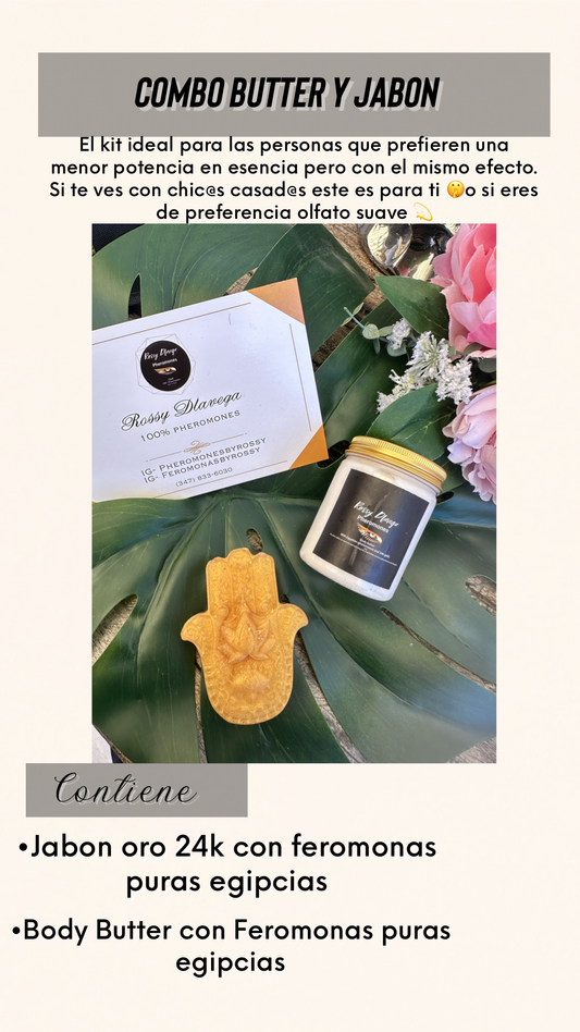 Body Butter y Jabón oro 24k ambos con feromonas Egipcias